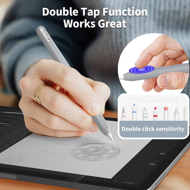 AKSHFETH Ultra Thin Protective Pencil Cover for Apple Pencil Pro &Apple Pencil 2nd Gen Silicone Case Sleeve Compatible with Apple Pencil Pro (Grey) - Image 5